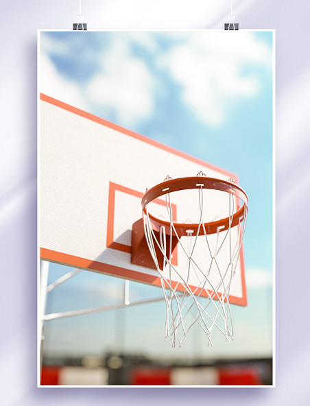 C4D写实篮球框运动背景合成背景3D场景