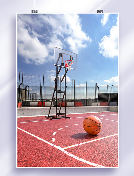 C4D篮球场园林健身运动背景3D场景