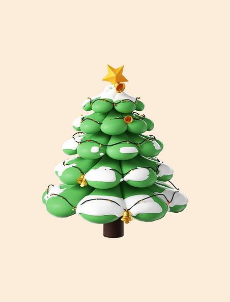 3D圣诞圣诞节立体C4D卡通圣诞树模型