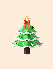 圣诞圣诞节3D立体卡通圣诞树模型C4D