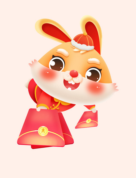 兔年春节喜庆微立体兔子发红包