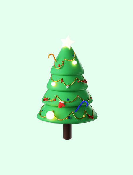 3D圣诞节卡通可爱圣诞树模型