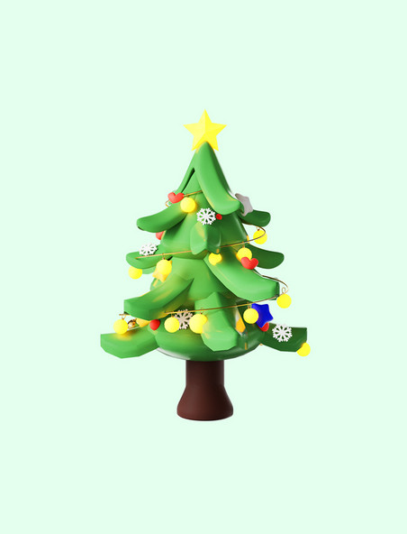 3D立体可爱卡通圣诞树模型