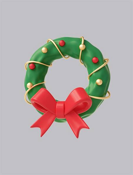 圣诞节绿色C4D立体圣诞花环