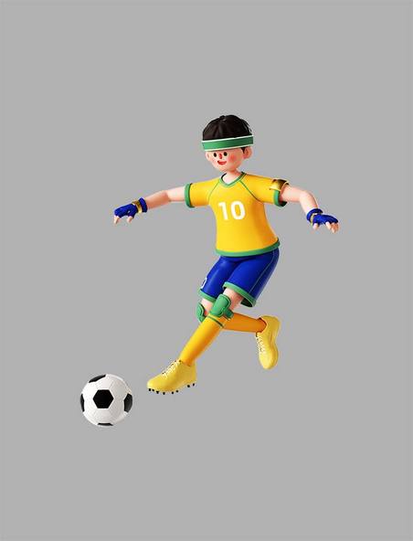 3D立体运动员人物世界杯足球杯踢足球
