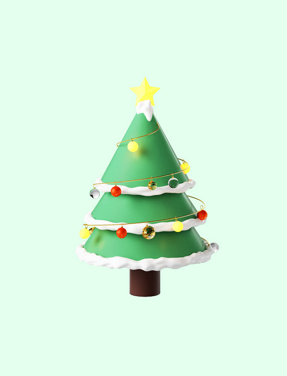 圣诞节C4D立体卡通可爱圣诞树模型