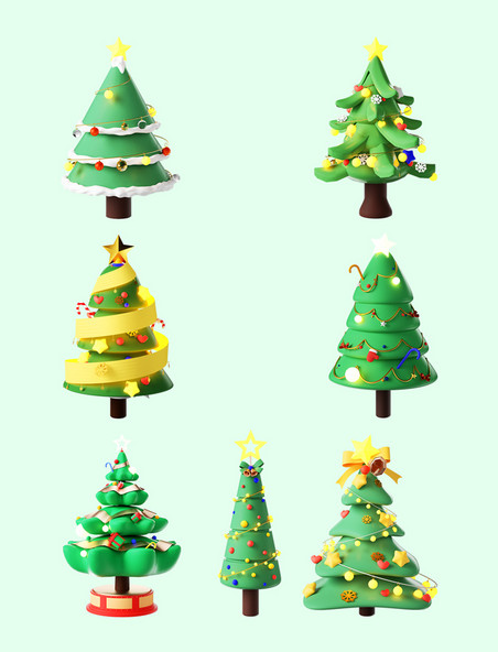 3D圣诞节立体卡通圣诞树模型