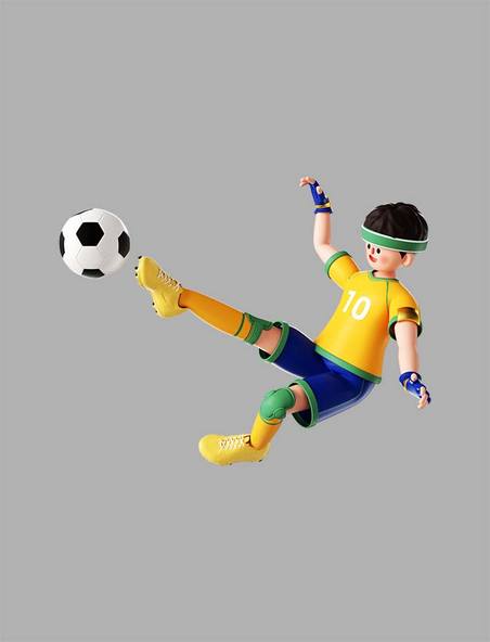 3D 3D人物运动员世界杯足球杯踢足球