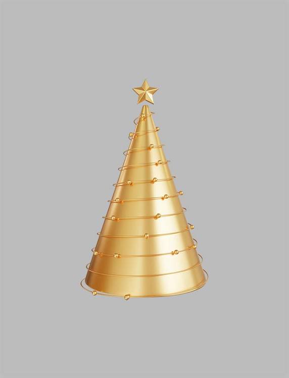 圣诞节3DC4D立体金色圣诞树