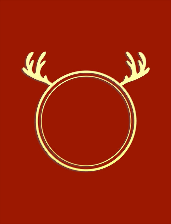 圣诞圣诞节金色浮雕鹿角圆形边框