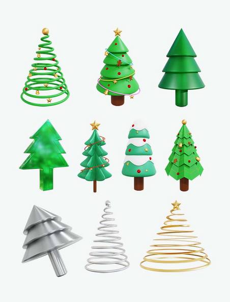 圣诞节 创意3DC4D立体螺旋纹圣诞树