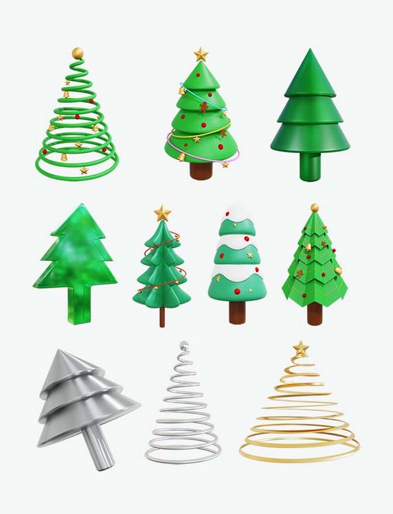 圣诞节 创意3DC4D立体螺旋纹圣诞树