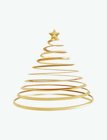 圣诞节3DC4D立体螺纹圈金色圣诞树