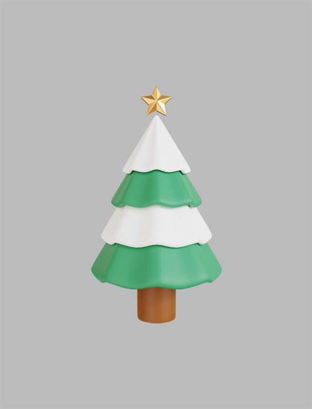 圣诞节 3DC4D立体白绿色圣诞树