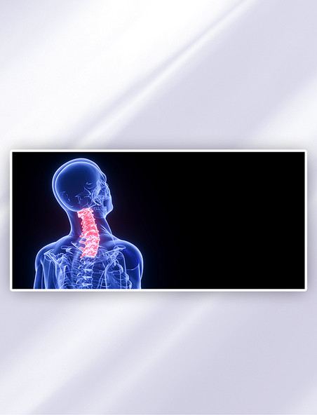 颈椎病变C4D创意医疗颈椎病人体骨骼背景