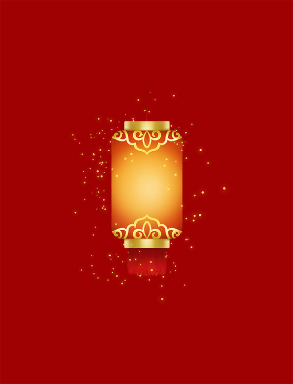 新年春节红金色喜庆中式花纹灯笼吊饰