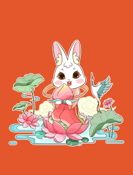 兔年春节新春兔子祝福年画好运连连