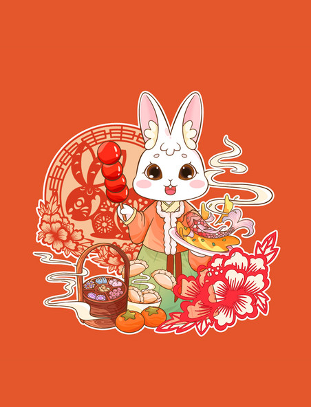 兔年春节新春兔子祝福年画兔年大吉