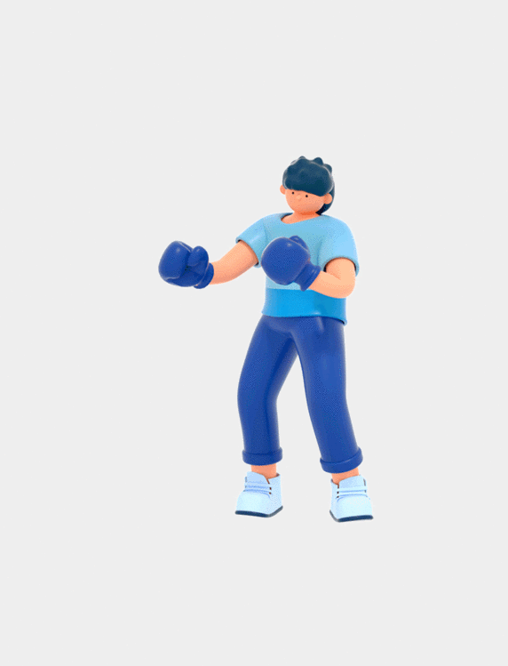 C4D3D立体动作运动锻炼拳击人物3D动图gif