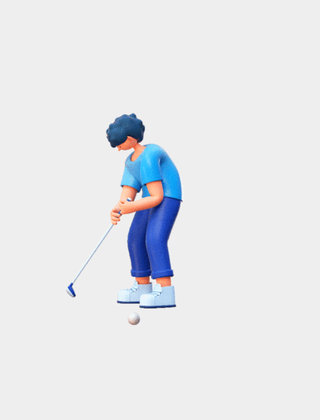 C4D运动比赛高尔夫球人物立体3D动图gif