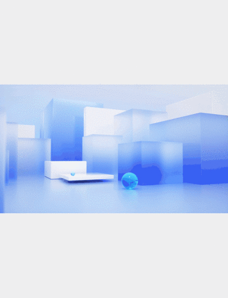 C4D几何蓝色简约概念小球滚动3D立体视频背景动图gif