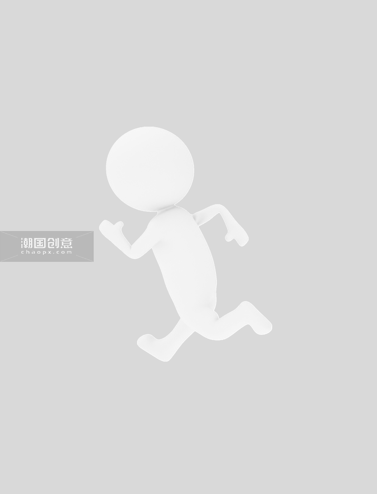 白色C4D奔跑的小人3d动画gif