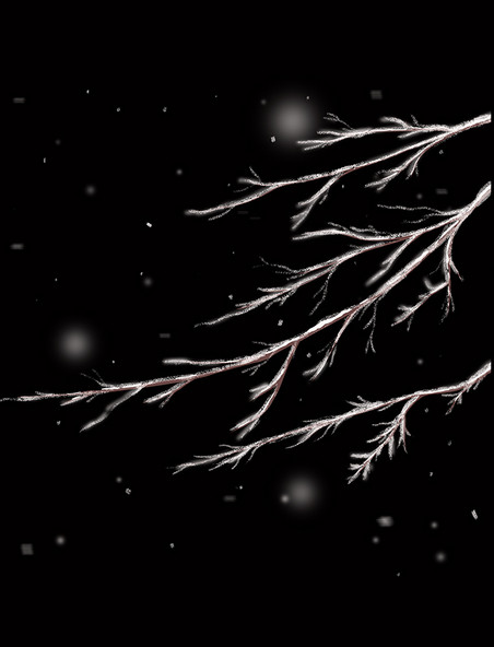 雪压树枝冬天冬至树枝卡通树枝插画