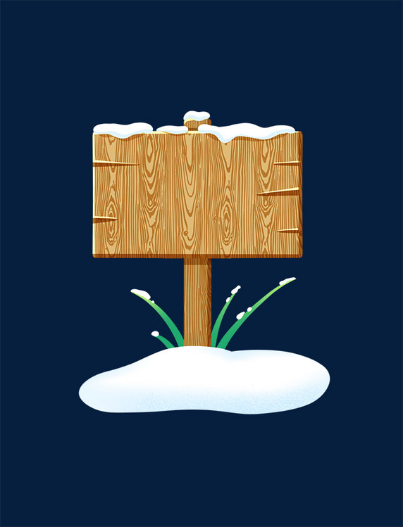 冬季冬天落雪挂雪积雪木牌木板指引牌路牌