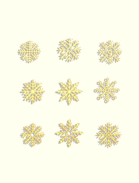 立体浮雕雪花冬季金色雪花图标