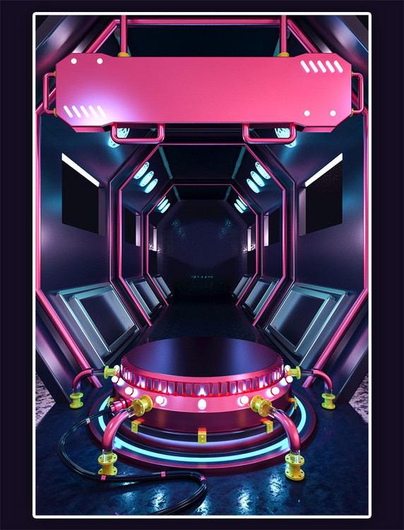 C4D立体炫酷科技双11电商促销展台背景