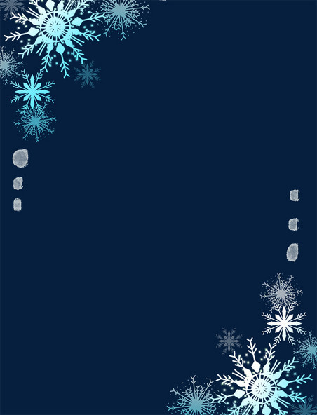 圣诞圣诞节蓝色雪花边框装饰冬至立冬小雪大雪元素