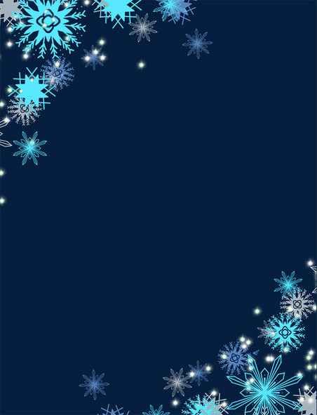 冬季蓝色雪花冬至立冬小雪大雪边框装饰元素