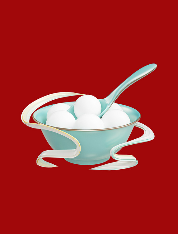 3D立体C4D元宵元宵节汤圆一碗汤圆中国风