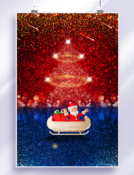 节日宣传圣诞节圣诞老人红蓝创意背景