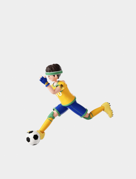 C4D立体世界杯足球赛事比赛足球运动员跑步向前带球3D动图gif