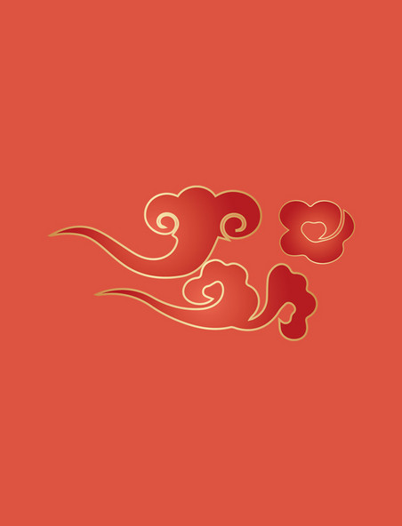 中国风红金祥云装饰元素