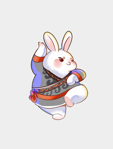 可爱兔年功夫兔子中国风动图gif