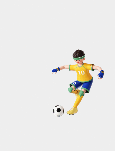 C4D立体世界杯足球赛事比赛运动员人物向前踢球3D动图gif