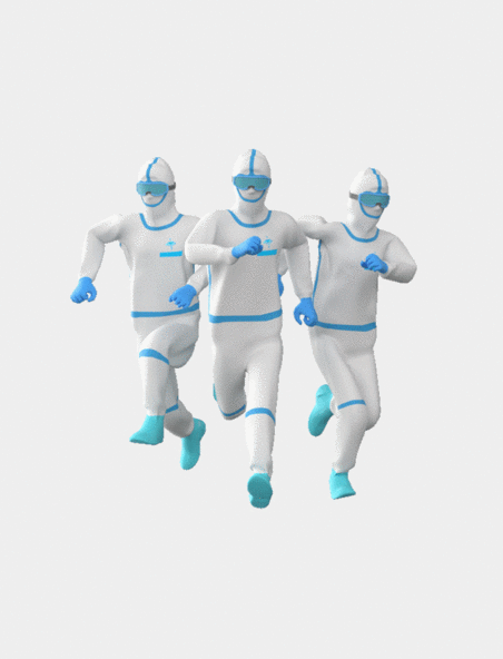 C4D人物医护人员防护服大白跑步防护服3D立体动图gif