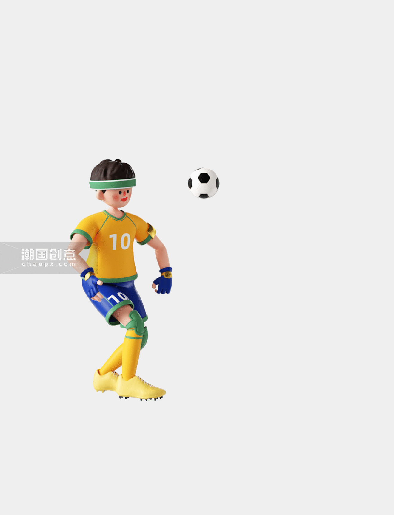 C4D立体世界杯足球赛事比赛足球运动员空中接球3D动图gif