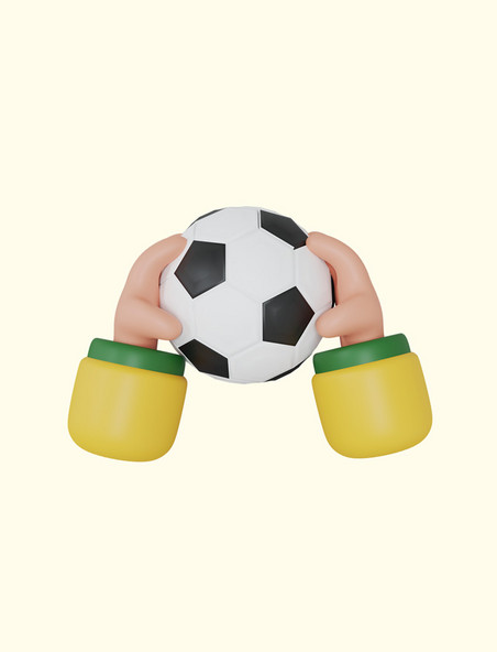 3D立体卡塔尔世界杯足球比赛手势手拿足球