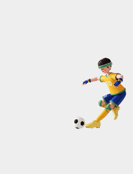 世界杯足球赛事比赛C4D立体3D足球运动员侧面踢球gif