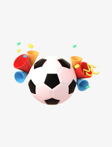 促销装饰3DC4D立体足球喇叭装饰