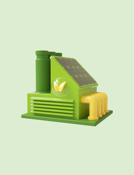 3D立体C4D绿色能源太阳能工厂