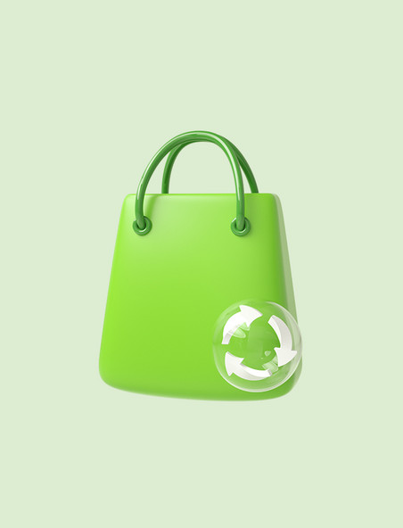 3D立体C4D绿色能源袋子