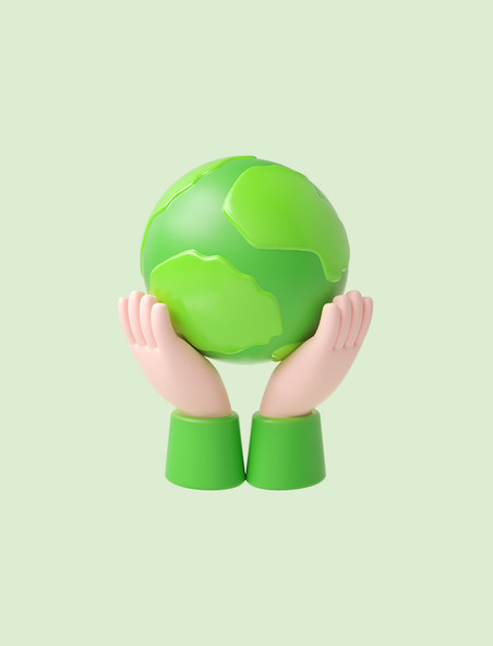 3D立体C4D绿色能源手捧地球