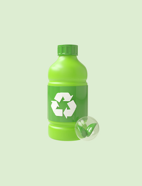 3D立体C4D绿色能源瓶子
