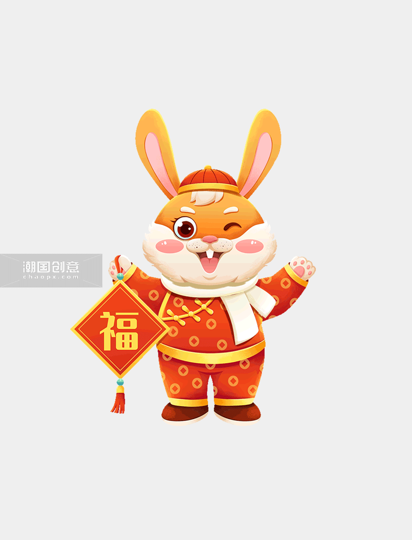 新年兔年春节福兔卡通立体动图gif