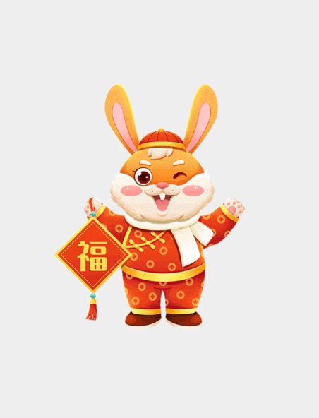 新年兔年春节福兔卡通立体动图gif