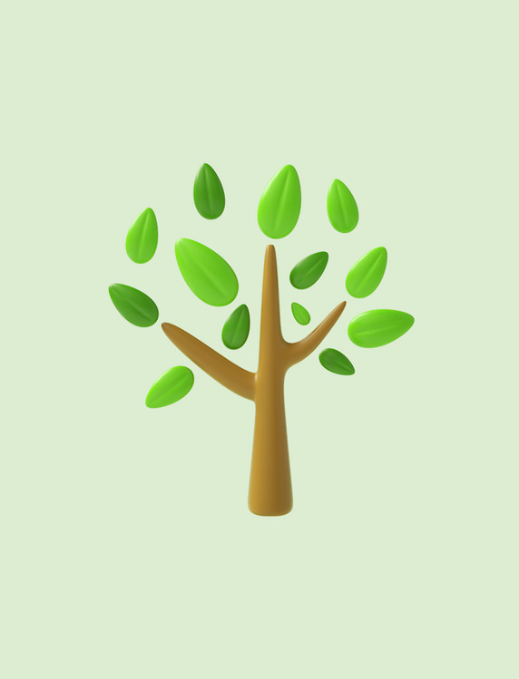 3D立体C4D绿色能源小树